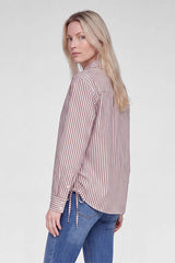 SHIRT COLLAR STRIPED BLOUSE