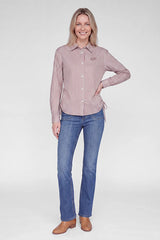 SHIRT COLLAR STRIPED BLOUSE