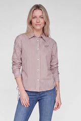 SHIRT COLLAR STRIPED BLOUSE