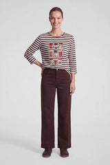 COFFEE PRINT STRIPED T-SHIRT