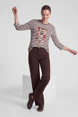 COFFEE PRINT STRIPED T-SHIRT