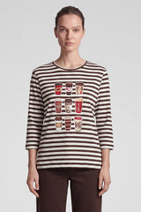 COFFEE PRINT STRIPED T-SHIRT