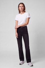 BLACK STRAIGHT-LEG JEANS