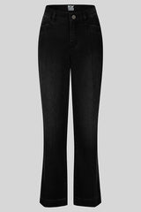 BLACK STRAIGHT-LEG JEANS