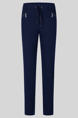 BLUE DECORATIVE SEAMS JERSEY TROUSERS
