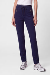BLUE DECORATIVE SEAMS JERSEY TROUSERS