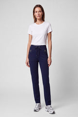 BLUE DECORATIVE SEAMS JERSEY TROUSERS