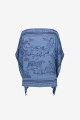 REVERIE NAVY SCARF TOP