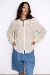 CARLA EMBROIDERY INSERT LACE SHIRT