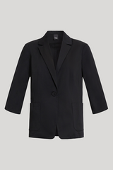 ENZIANA BLACK COTTON SATIN JACKET