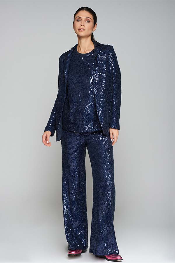 ANDREA NAVY SEQUINNED BLAZER