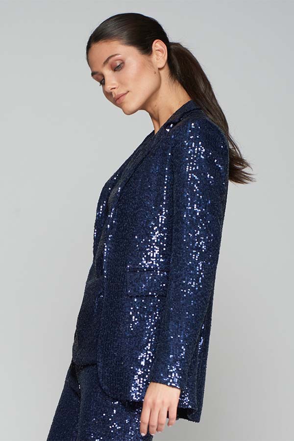 ANDREA NAVY SEQUINNED BLAZER