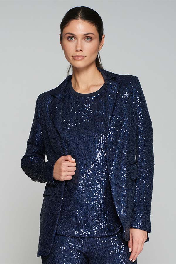 ANDREA NAVY SEQUINNED BLAZER