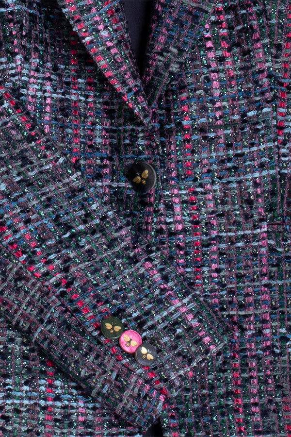 SOPHIA TWEED CINTAS VERDE ROSA AZUL JACKET