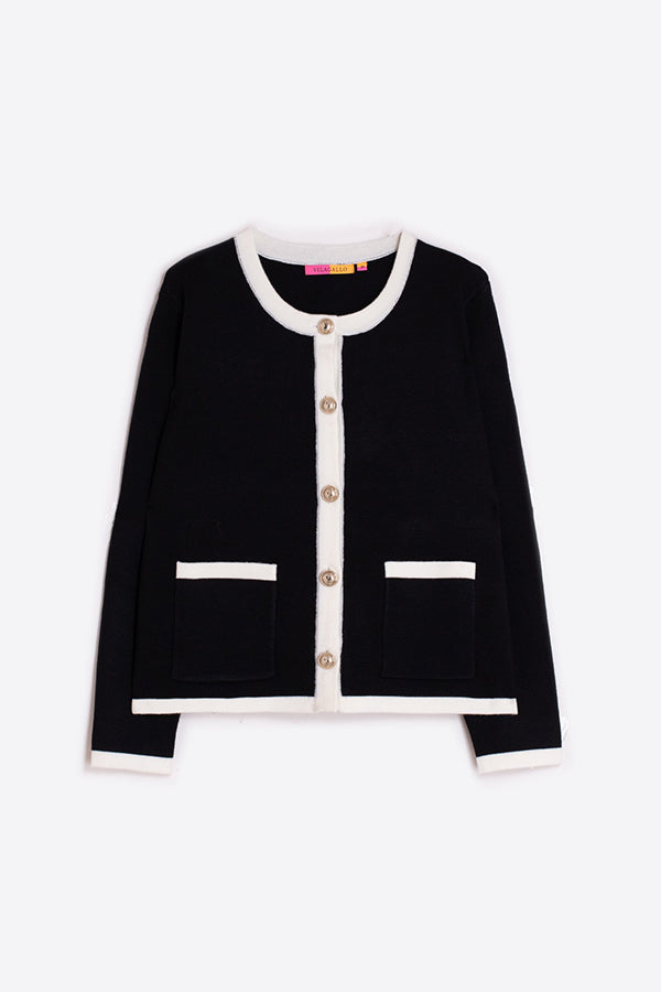 MILANO BLACK ECRU KNITWEAR CARDIGAN