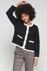 MILANO BLACK ECRU KNITWEAR CARDIGAN