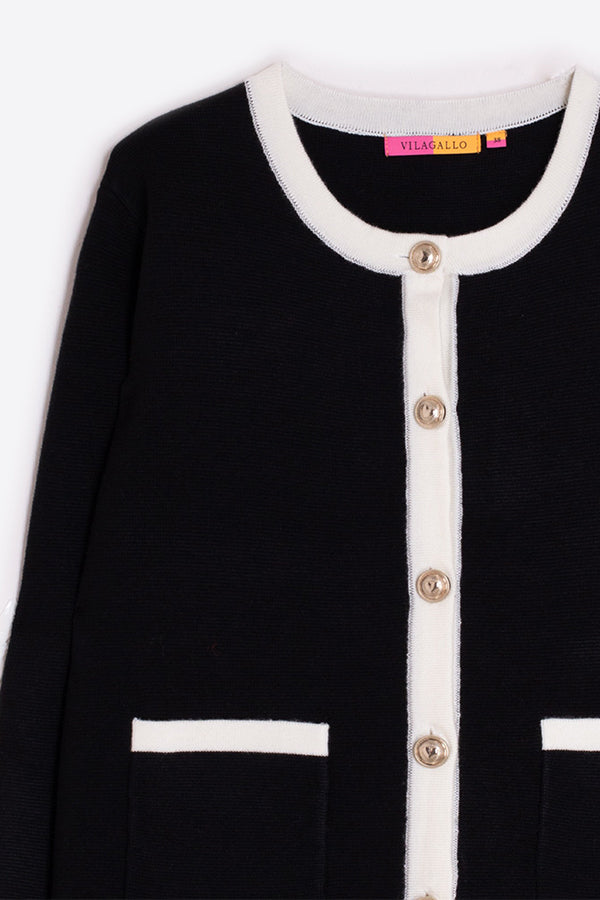 MILANO BLACK ECRU KNITWEAR CARDIGAN