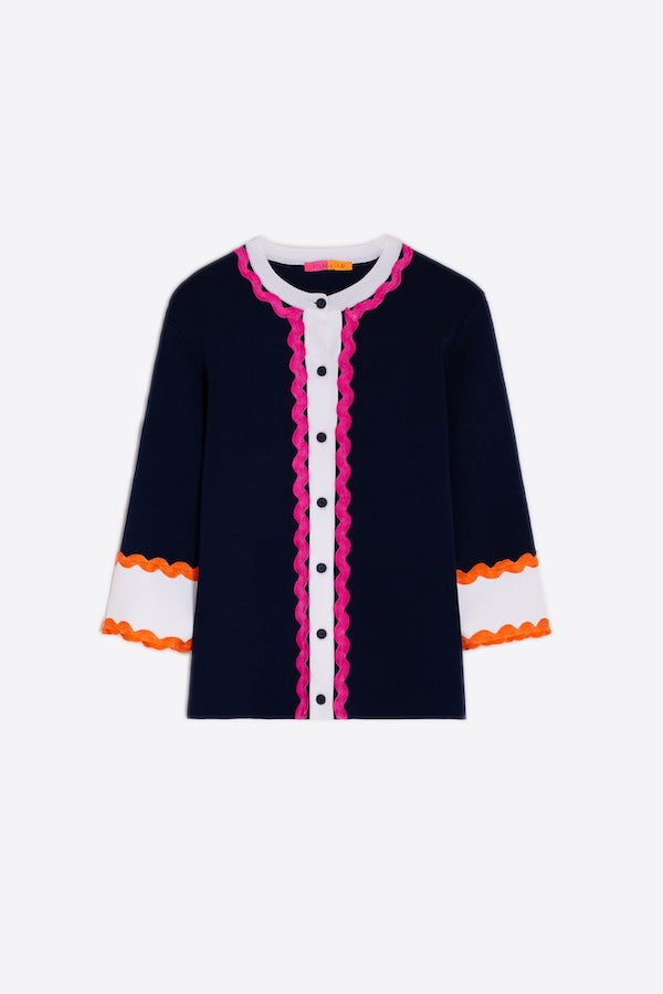 NAVY RIC-RAC DETAIL CARDIGAN