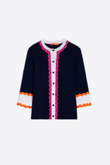 NAVY RIC-RAC DETAIL CARDIGAN