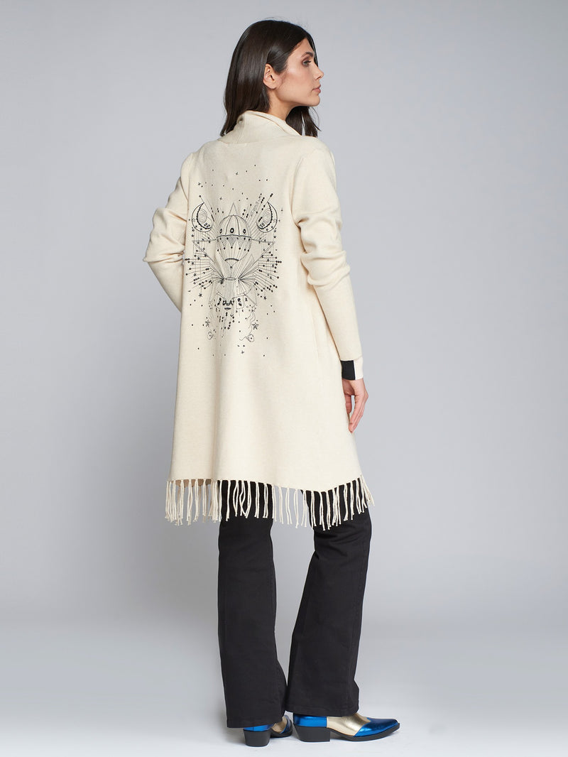 FRINGES BEIGE CARDIGAN