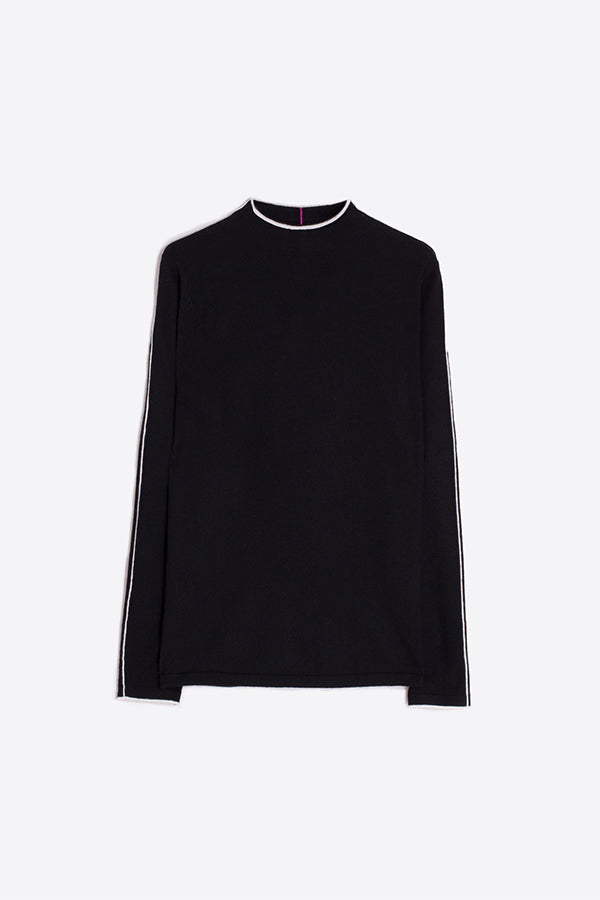 CUELLO ALTO VIVOS ECRU BLACK KNITWEAR