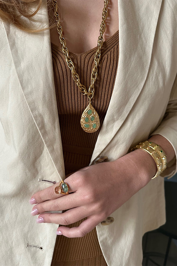 ONDINE AVENTURINE DROP NECKLACE