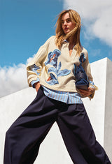 EMBROIDERY TWO-IN-ONE SWEATER