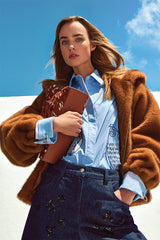 CARAMELLO FAUX FUR BOMBER JACKET