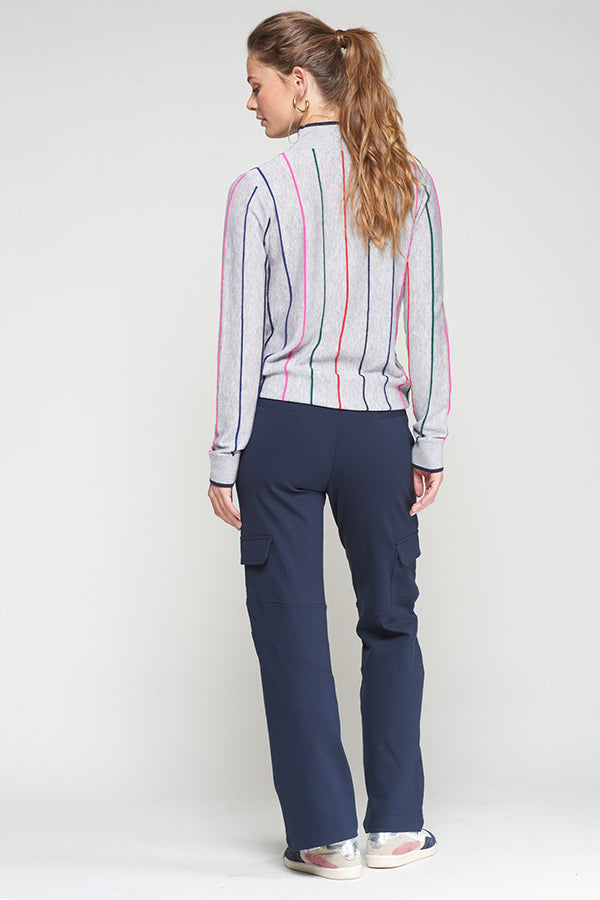 NAVY ROMA KNIT CARGO TROUSERS
