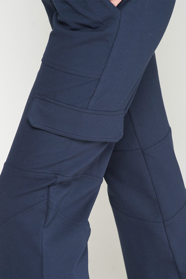 NAVY ROMA KNIT CARGO TROUSERS