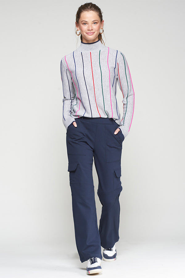 NAVY ROMA KNIT CARGO TROUSERS