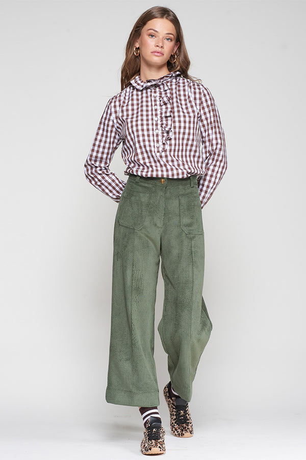 GREEN CORDUROY STYLE TROUSERS