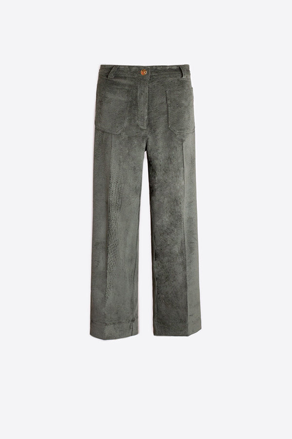 GREEN CORDUROY STYLE TROUSERS