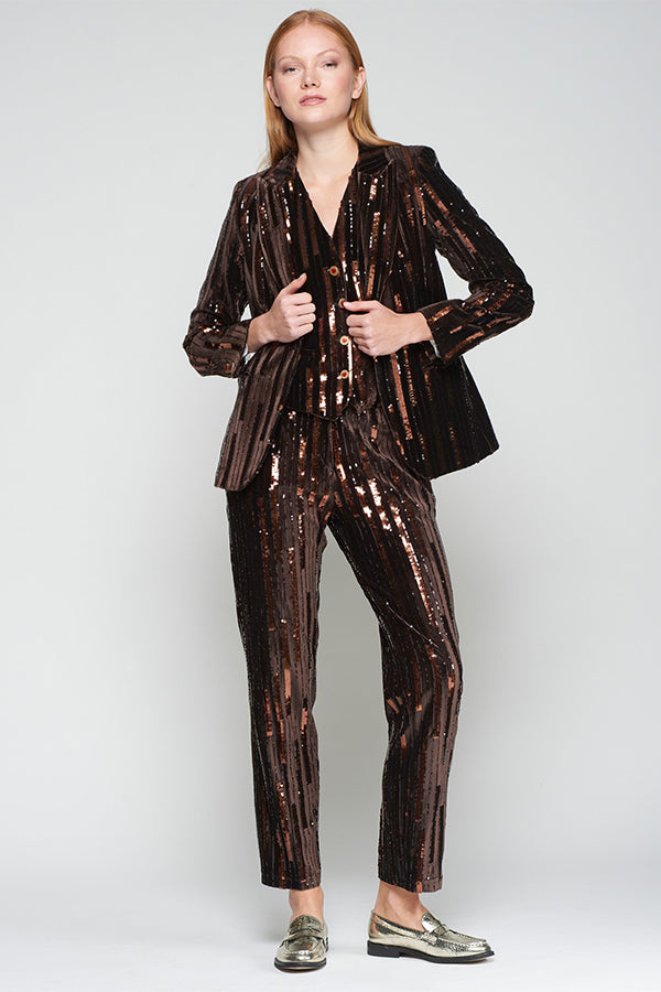 MARRON LENTEJUELAS TIFFANY TROUSERS