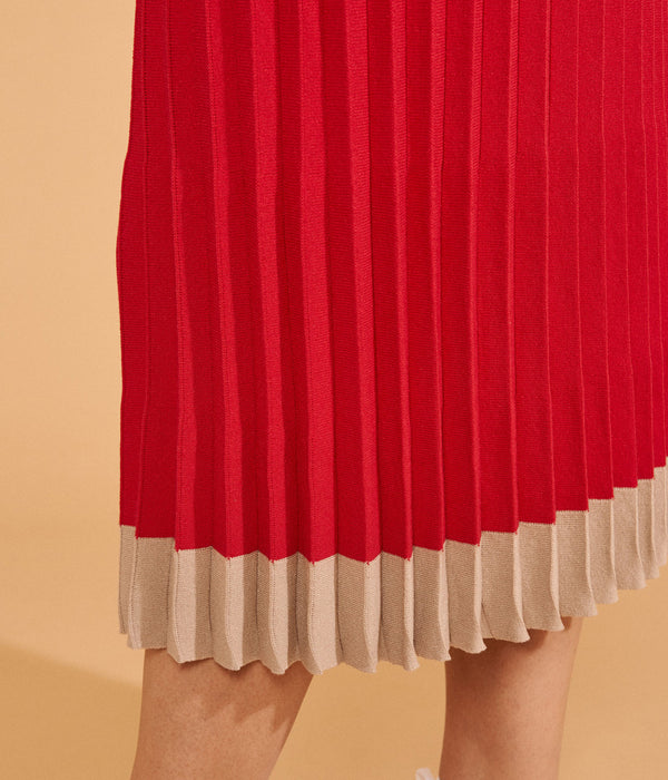 IDRISS TWO-TONE PLEATED KNIT SKIRT