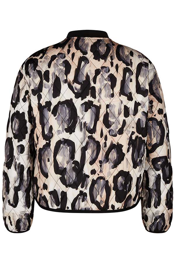 GREY LEOPARD PRINT QUILTED JACKET