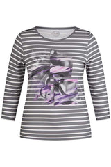 GREY STRIPES PRINTED T-SHIRT