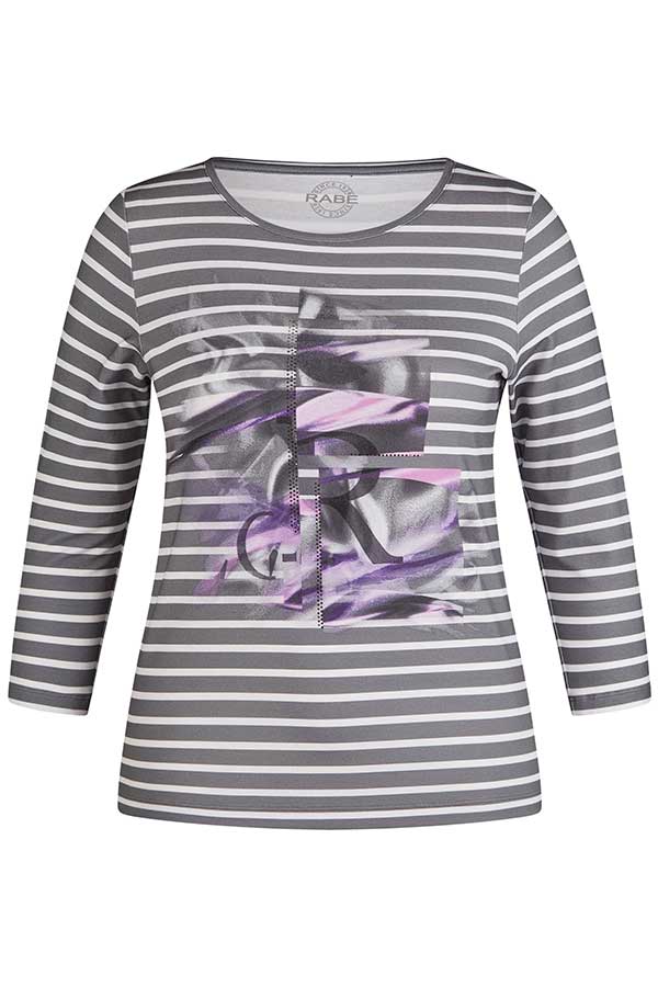 GREY STRIPES PRINTED T-SHIRT