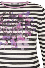 PURPLE PRINT STRIPED T-SHIRT