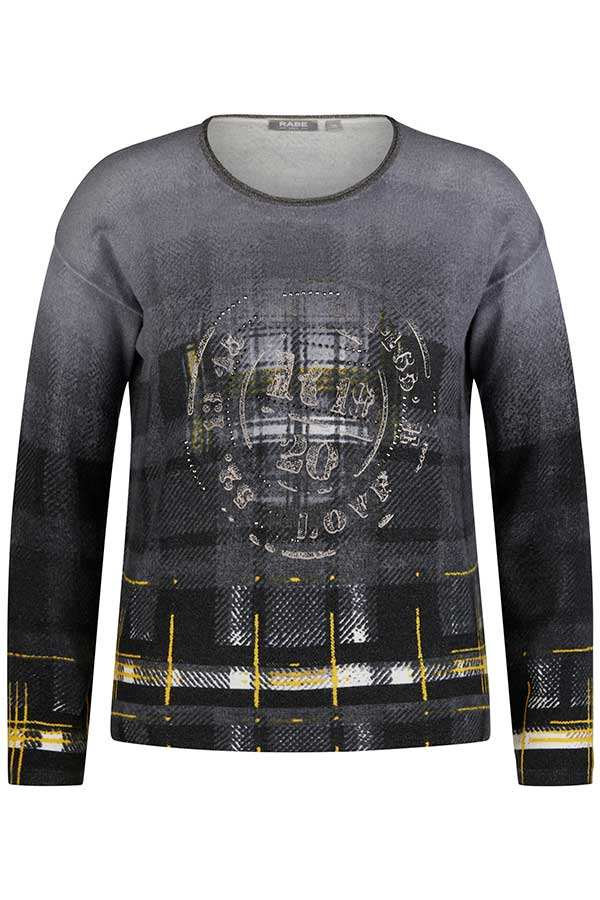 GREY STAMP PRINT PULLOVER