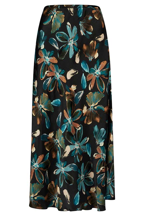 TEAL FLORAL PRINT SKIRT