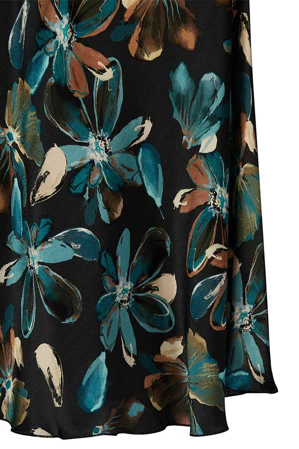 TEAL FLORAL PRINT SKIRT