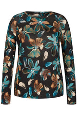 TEAL FLORAL PRINT T-SHIRT