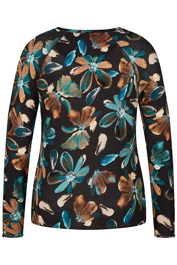 TEAL FLORAL PRINT T-SHIRT