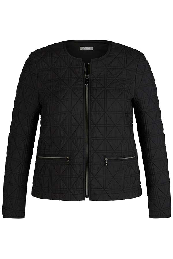 BLACK ZIPPED QUILTED LIGHT JACKET