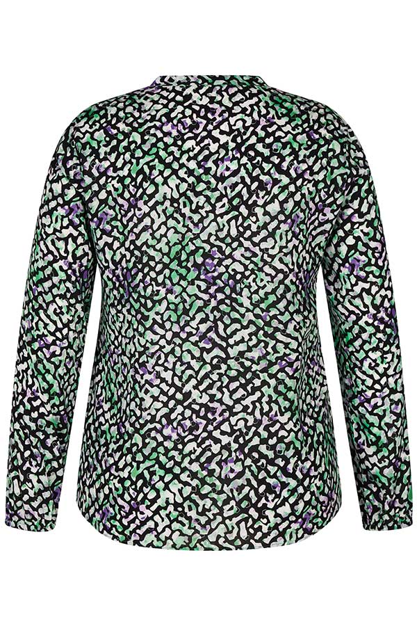 BLACK GREEN ABSTRACT PRINT BLOUSE