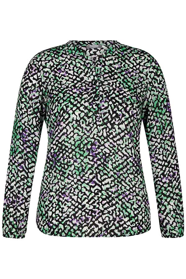 BLACK GREEN ABSTRACT PRINT BLOUSE