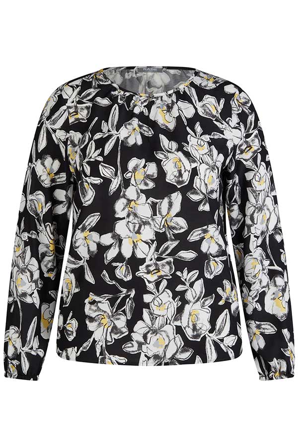 BLACK FLORAL PRINT BLOUSE