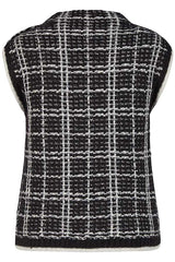 CHECKERED WEAVE SLEEVELESS PULLOVER