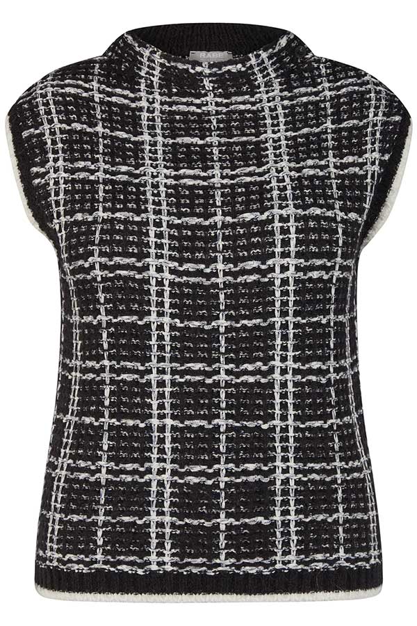 CHECKERED WEAVE SLEEVELESS PULLOVER